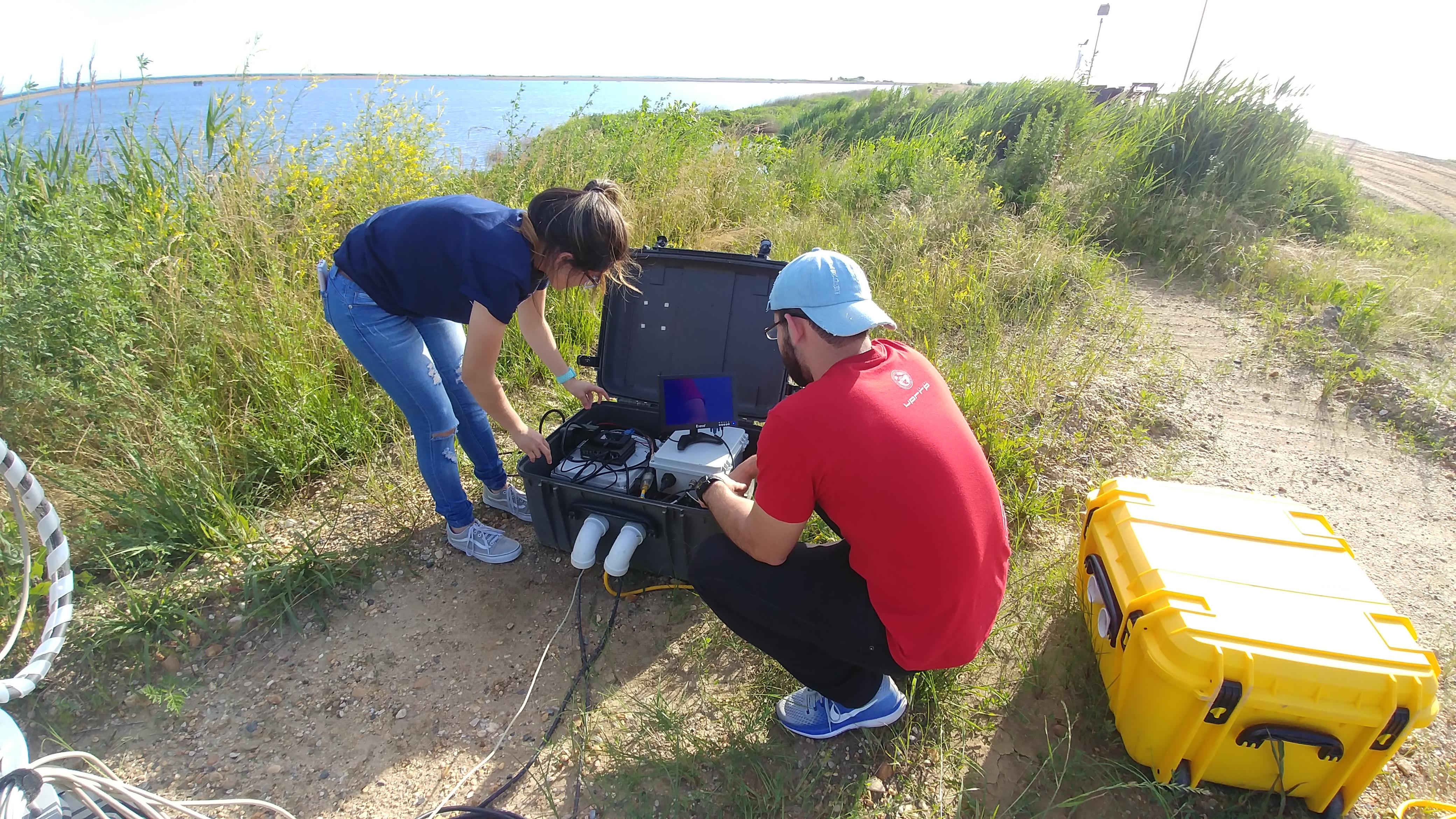 Technicians observing instrument performance in the field.